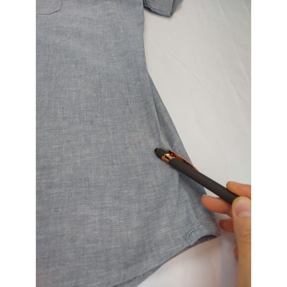 Banana Republic Shirt Mens XL Blue-Gray Linen Blend Button Up Preppy Collared - Picture 8 of 12